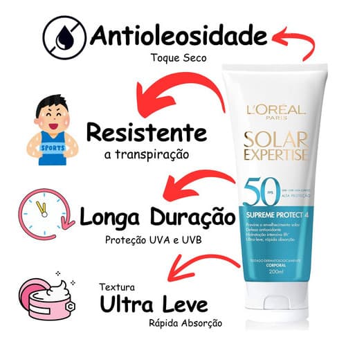 Protetor Solar 50 Fps Loreal Paris 200 Ml Solar Expertise