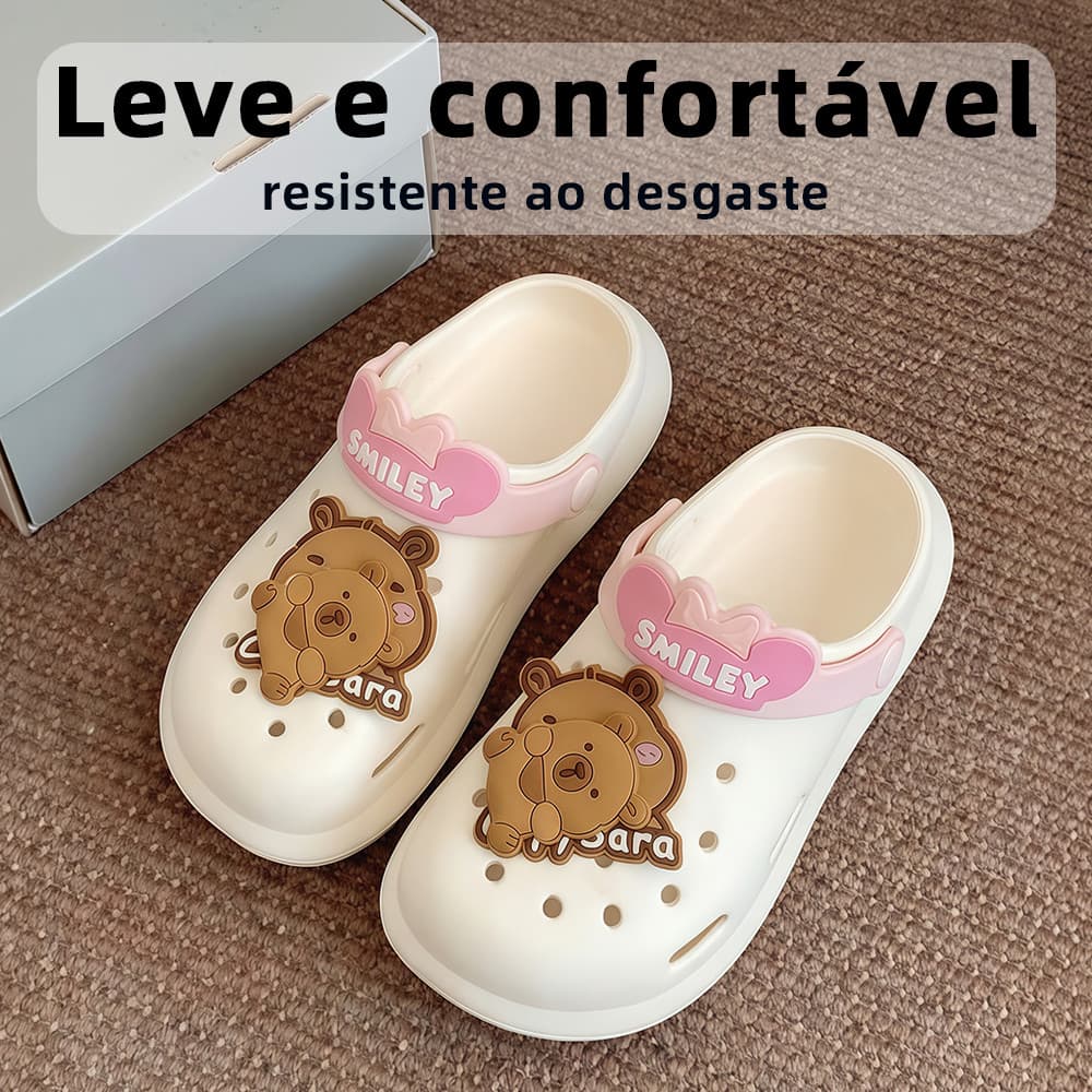 Babuche Sandália EVA Modelo Chato Leve Solado Antiderrapante Acessórios Botons Removíveis Decorativos Infantil Feminino