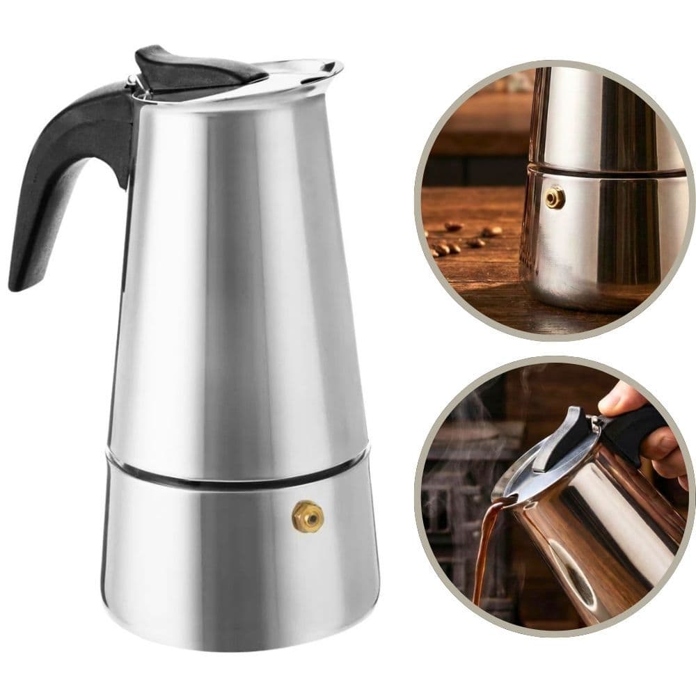 Cafeteira Italiana Inox Mimo Style 6 Xícaras 300ml Moka Expresso Café Encorpado