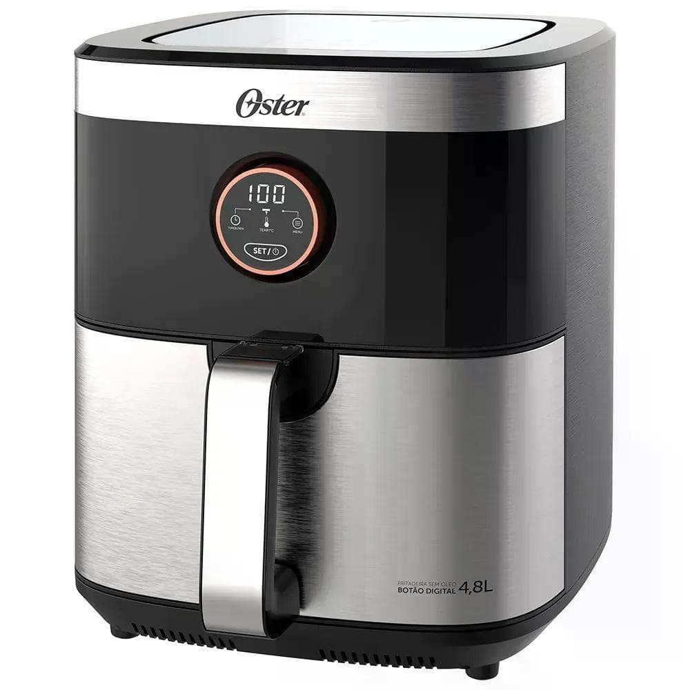 Fritadeira sem Óleo Oster 2 em 1, 4,8L, 1500W, com Painel Digital, Inox- OFRT660 220V