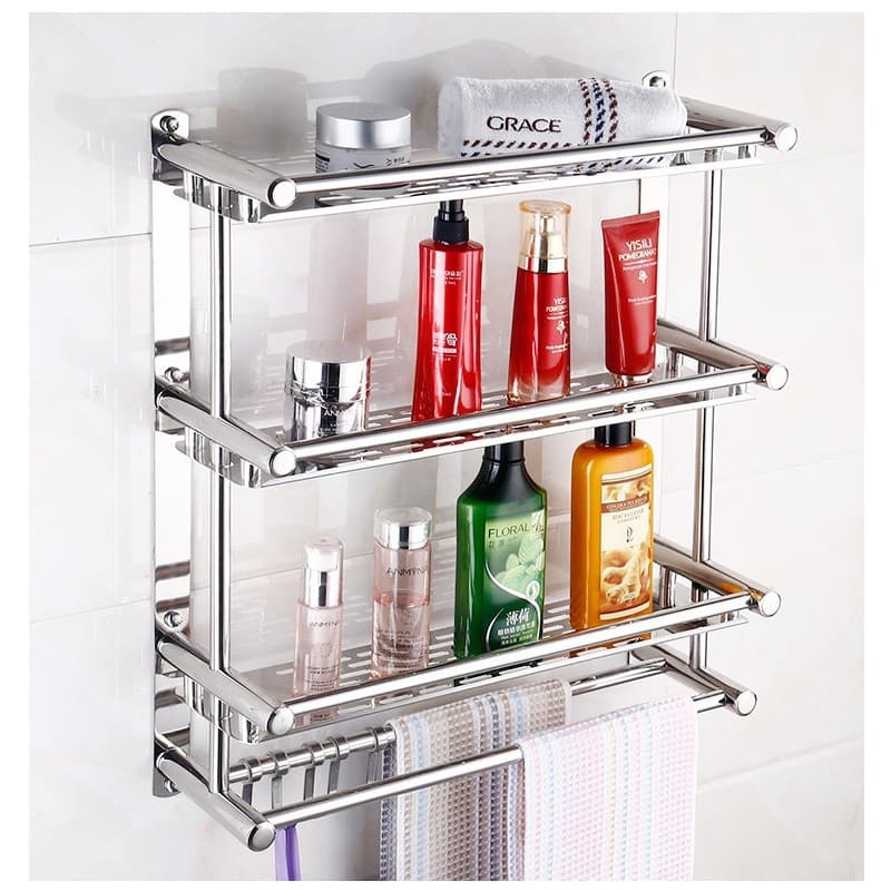 Suporte De Shampoo Organizador 3 Prateleiras De Banheiro Aço Inox Parede