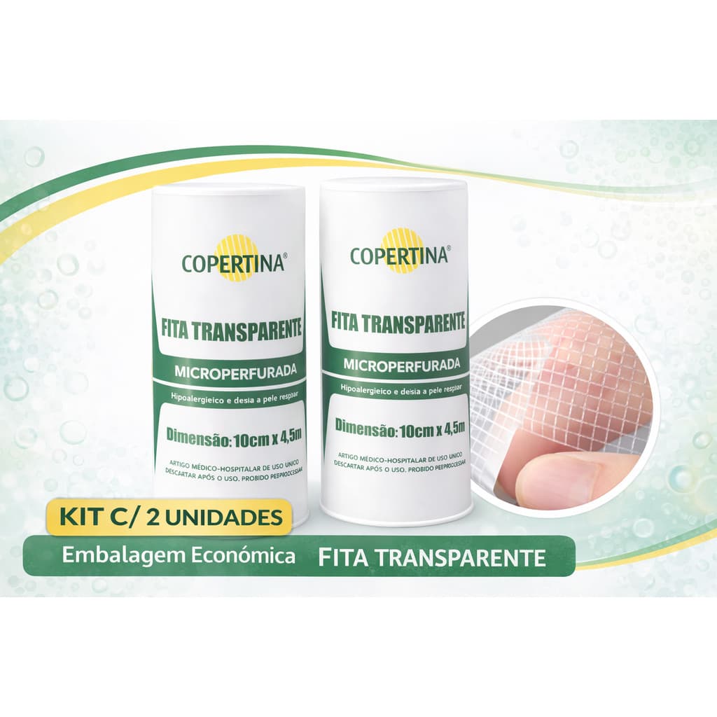 Kit 02 Esparadrapo Transparente Transpore Microperfurada 10cm X 4,5m rcurativo transparente