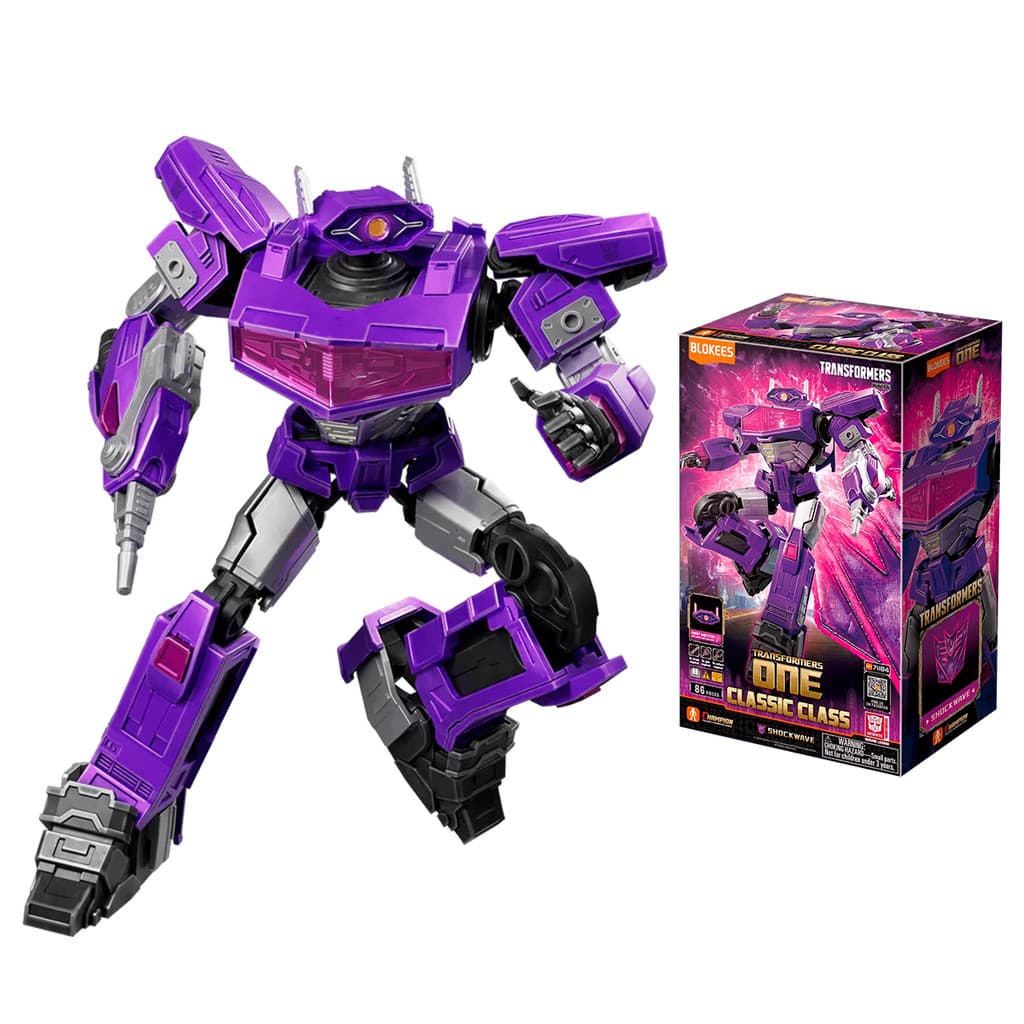 Boneco Articulado Montável Blokees Transformers Classic Class 18 Shockwave Model Kit LED