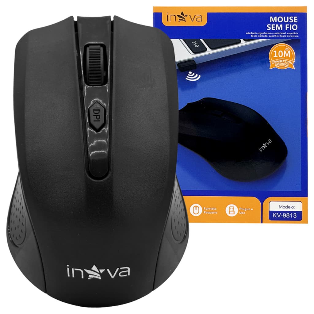 Mouse Sem Fio Wireless Bluetooth Ergonômico Original Inova
