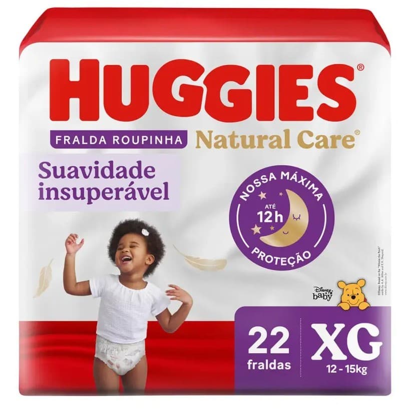 Fralda Calça Huggies Natural Care Roupinha Disney Baby Mega XG – 22 Unidades
