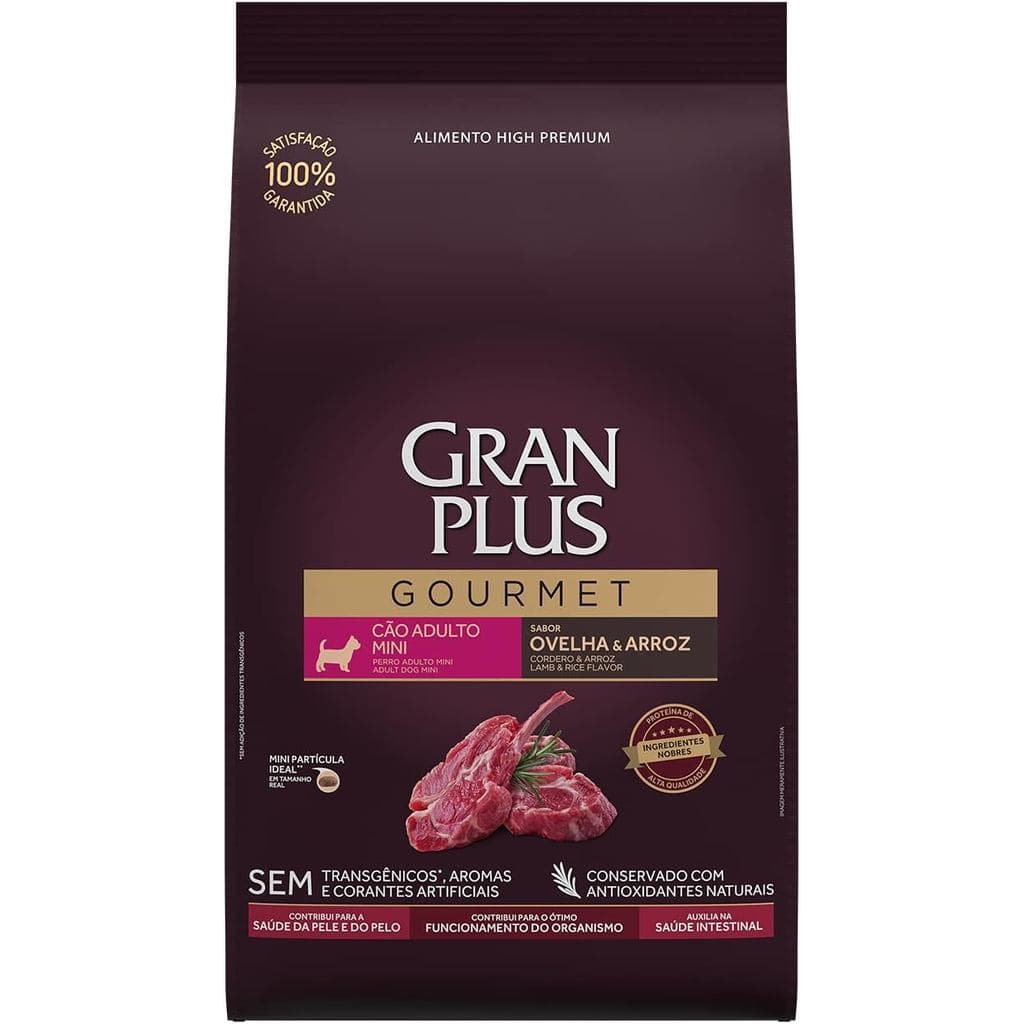 Racao Gran Plus Gourmet Cães Adultos Raças Mini e Pequeno Ovelha e Arroz 15kg
