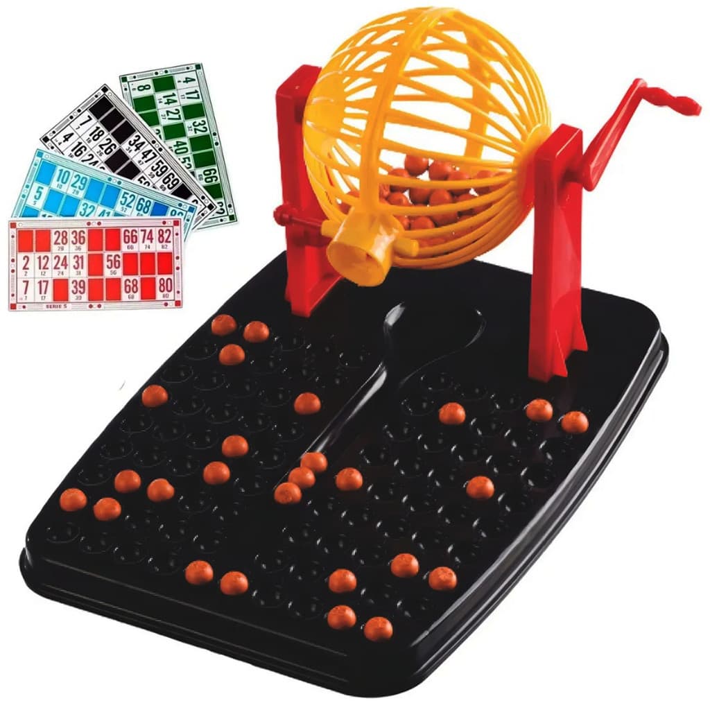 Jogo De Bingo De Mesa Infantil E Adulto 48 Cartelas 90 Bolinhas Globo Giratorio Familia Kizumba