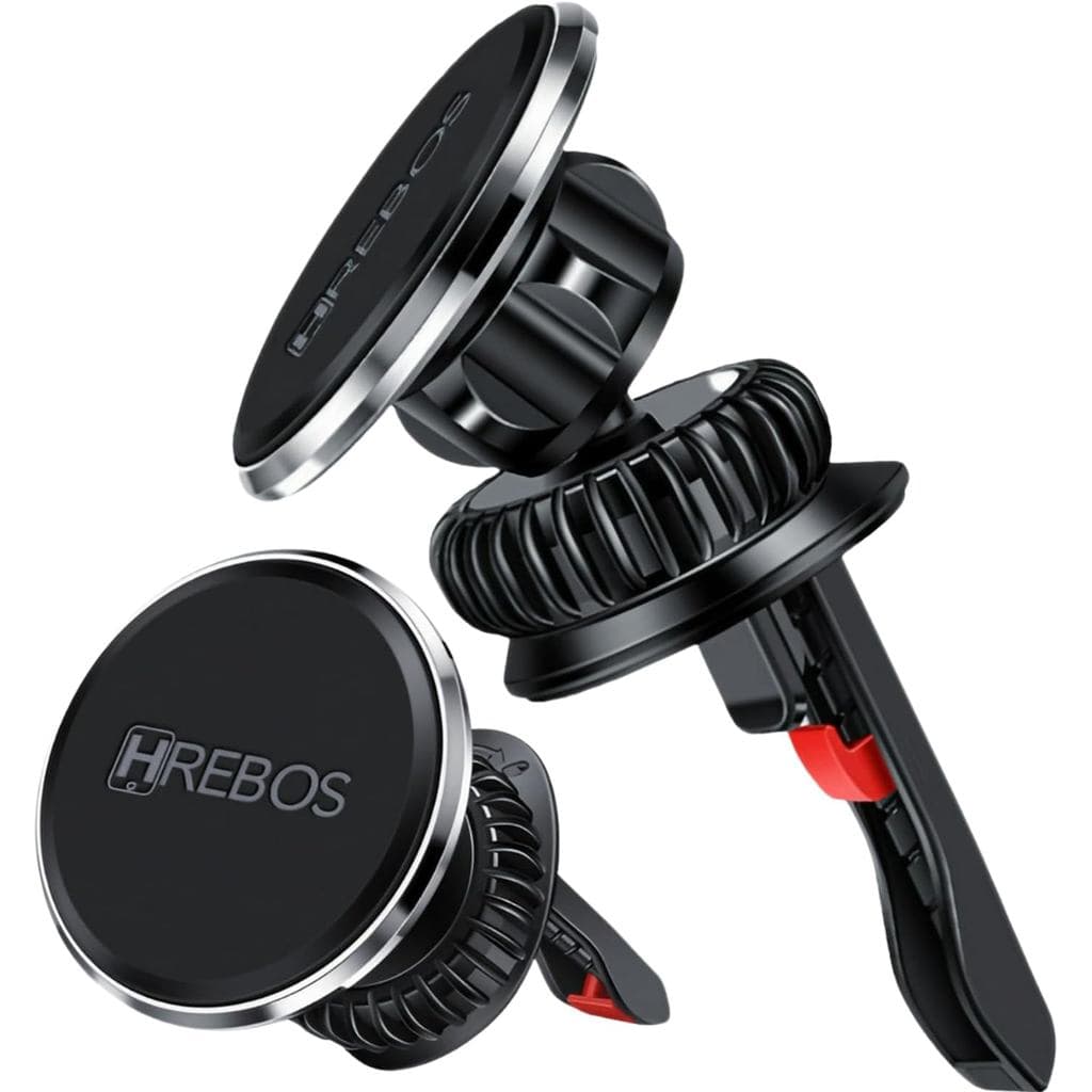 Suporte magnético para telefone para carro HREBOS, equipado com 15 ímãs de alta resistência N52, suporte para rotação de