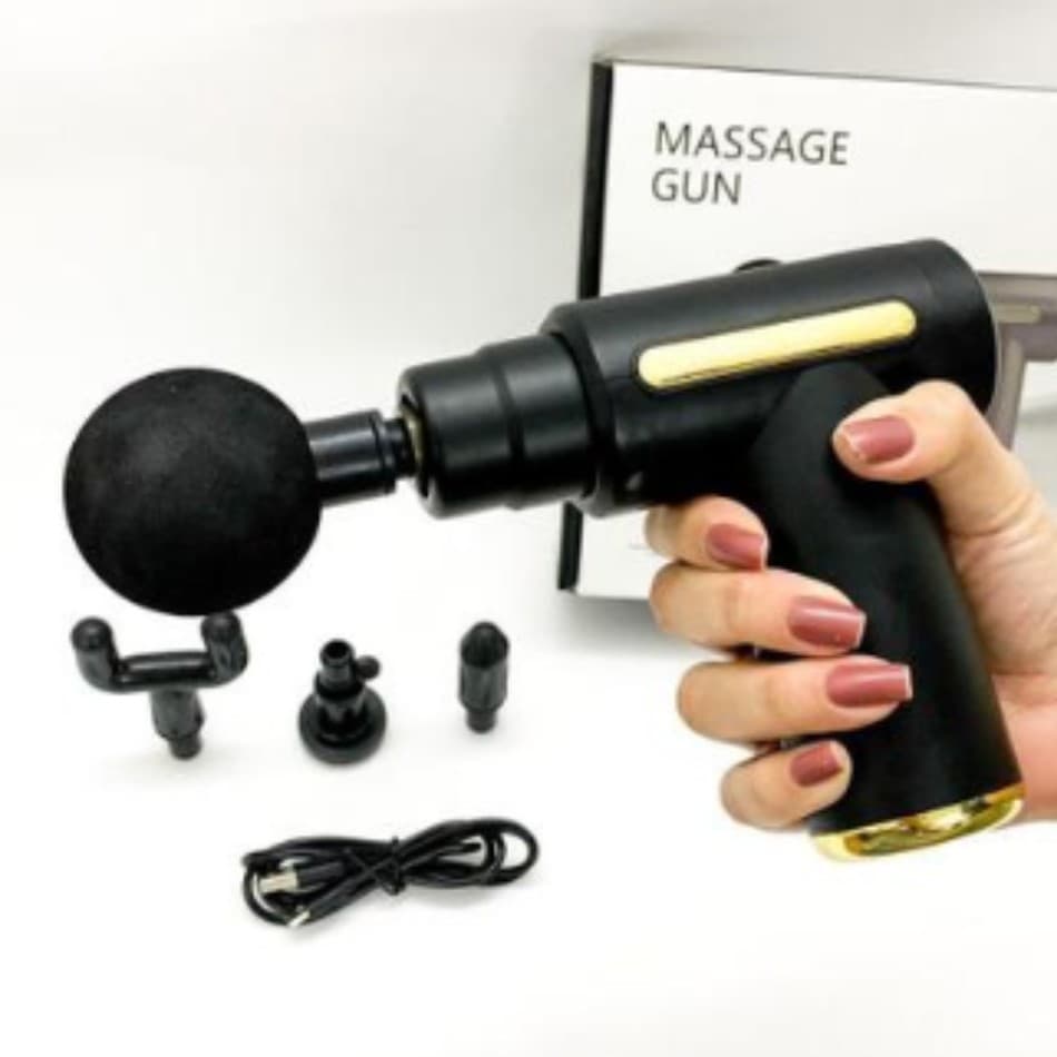 Mini Pistola Massageadora Elétrica Portátil 6 Velocidades com Acessórios – Alívio Muscular