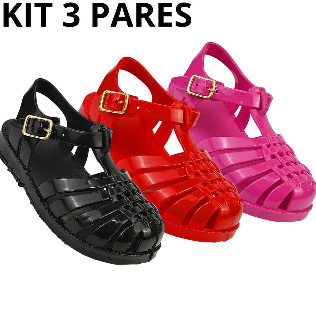 Kit 3 Pares Sandália Menina Confortável Infantil Vários Modelos Criança Feminino Promoção