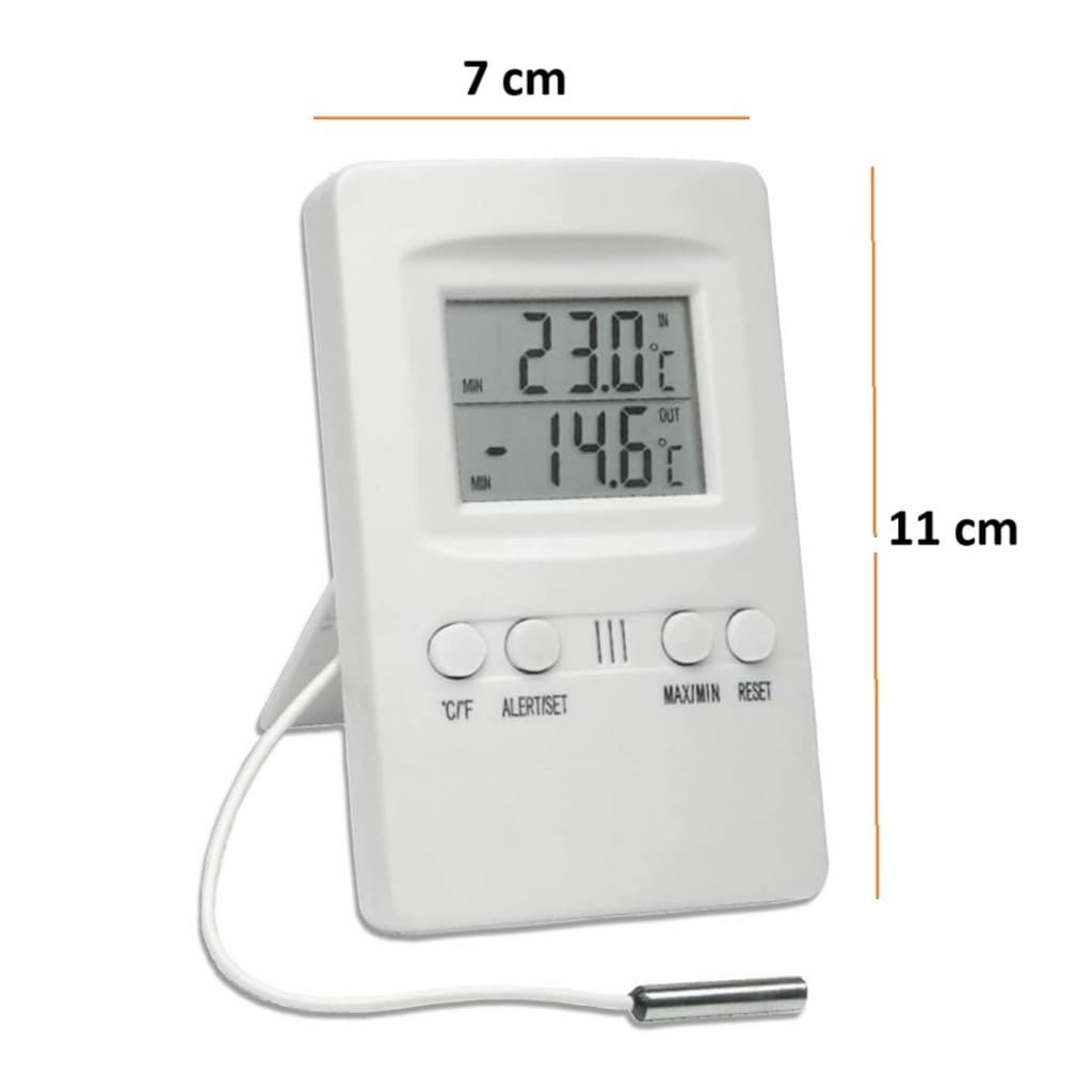 Termômetro Digital Maxima e Minima com Alarme Interno e Externo cabo 1 M Sensor Temperatura CERTIFICADO DE CALIBRAÇÃO