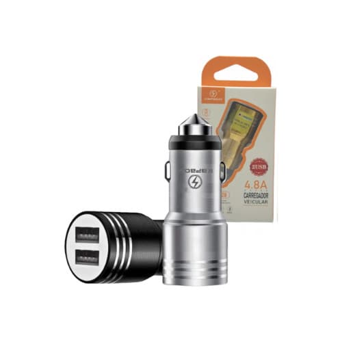 Carregador Veicular Kapbom KA‑5020 Turbo 4.8A | 2 USB | Preto ou Dourado | Bivolt 12V 24V