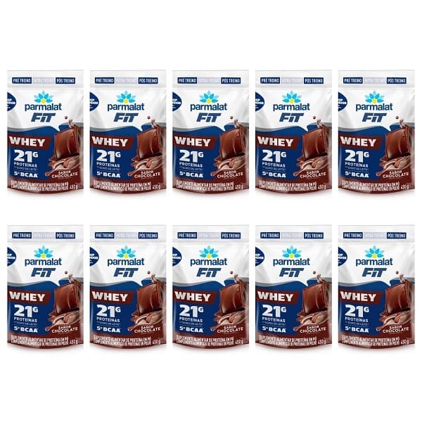 Whey Protein Pó Parmalat Energyfit Chocolate 450G -10 Un