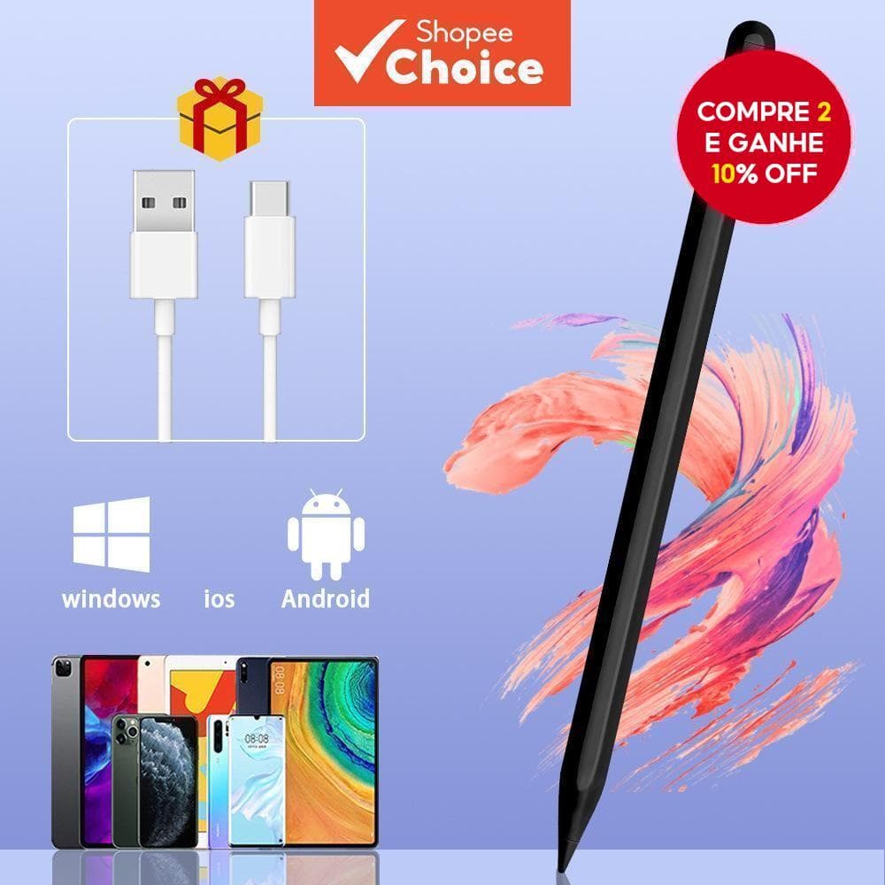 Novo Estilete Capacitivo Universal - Caneta Preta para Tela Touch de iPad, Android, iOS Tablets e Telefones