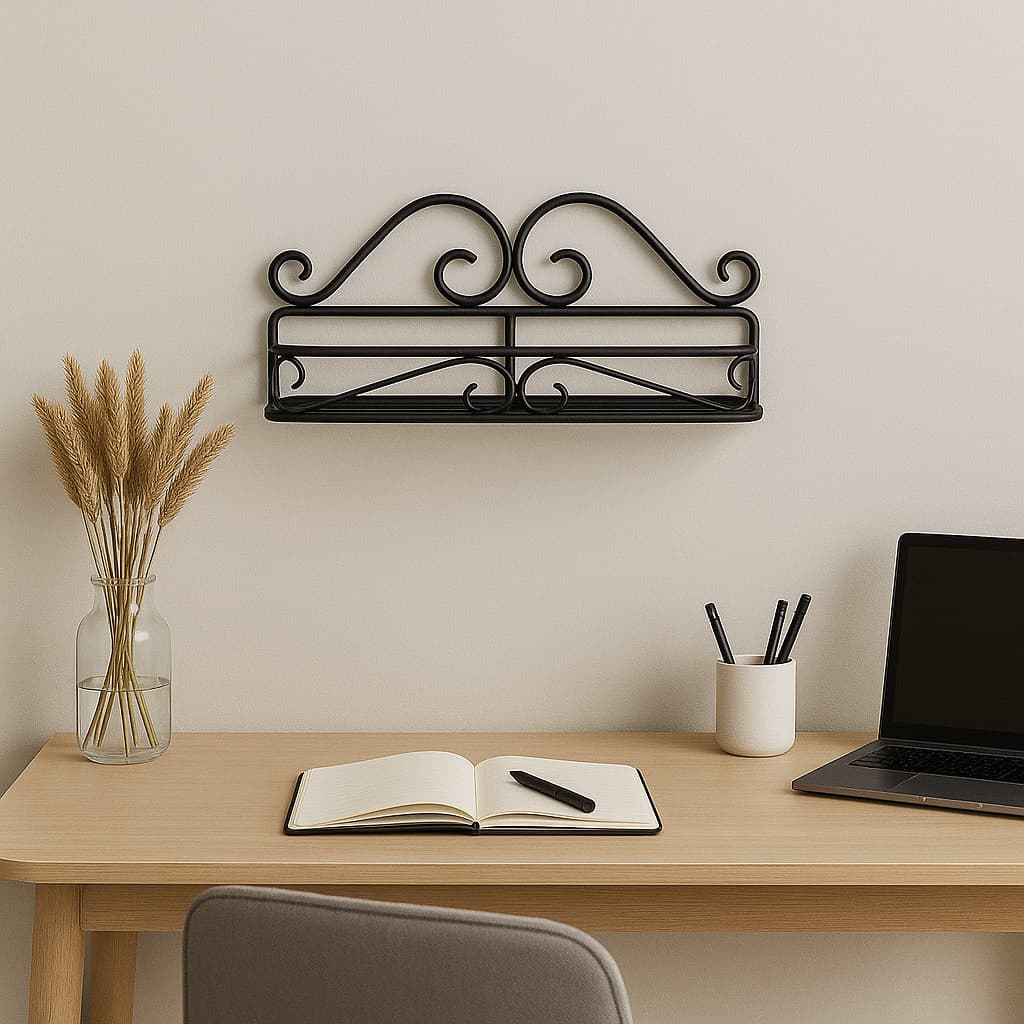 Prateleira de Ferro 13 × 40cm Rústica para Parede Decoração Minimalista Interna/Externa, Suporte 5kg