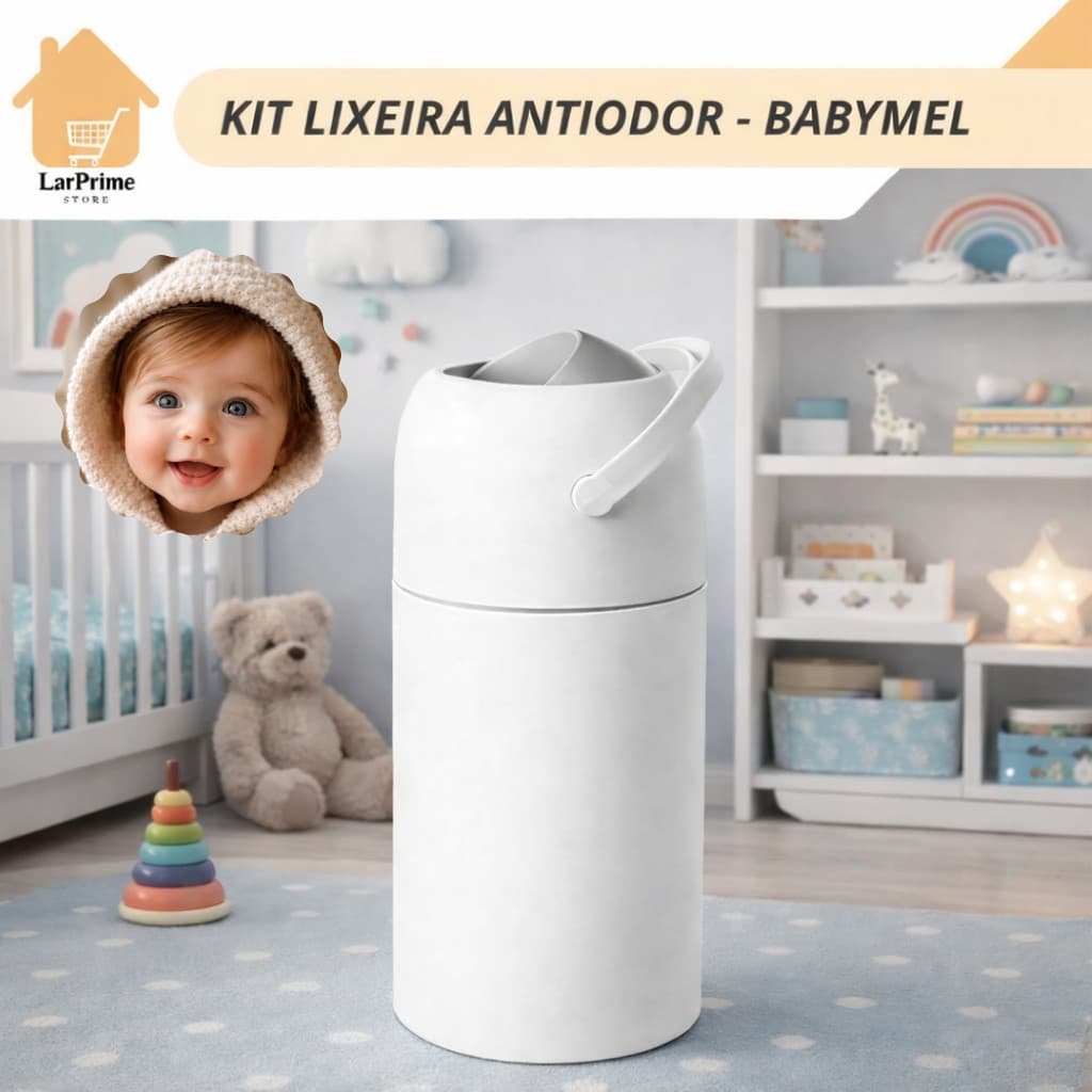 Lixeira Antiodor Baby Mel para Quarto de Bebê, Banheiro, Fraldas, Consultório, Cozinha