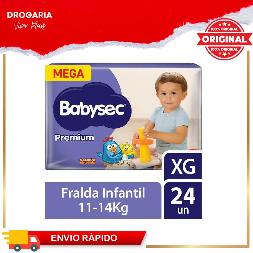 Fralda Babysec Premium XG 24 unidades Galinha Pintadinha