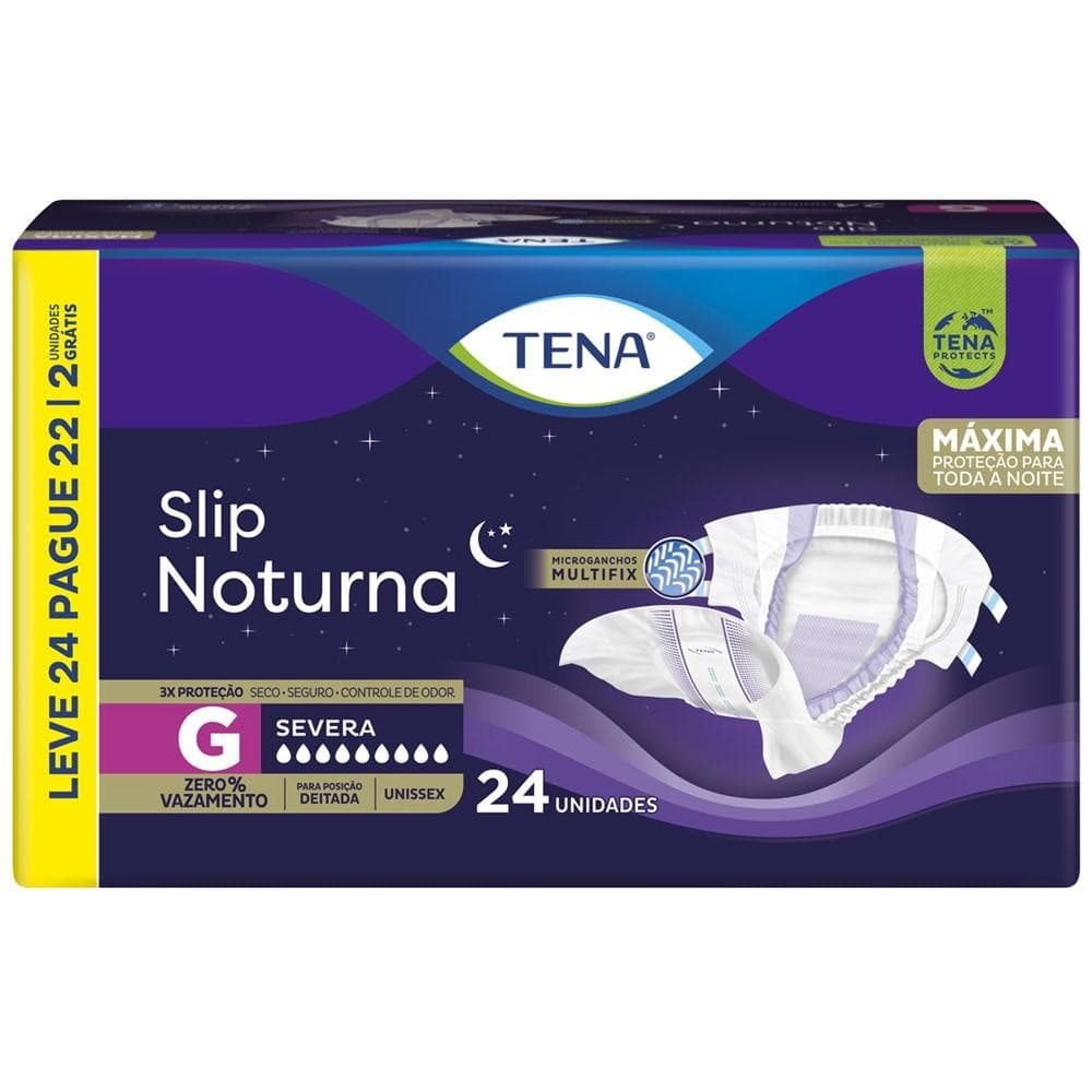 Fralda Geriátrica Tena Slip Noturna G 24 Un Adulto Incontinência Urinaria