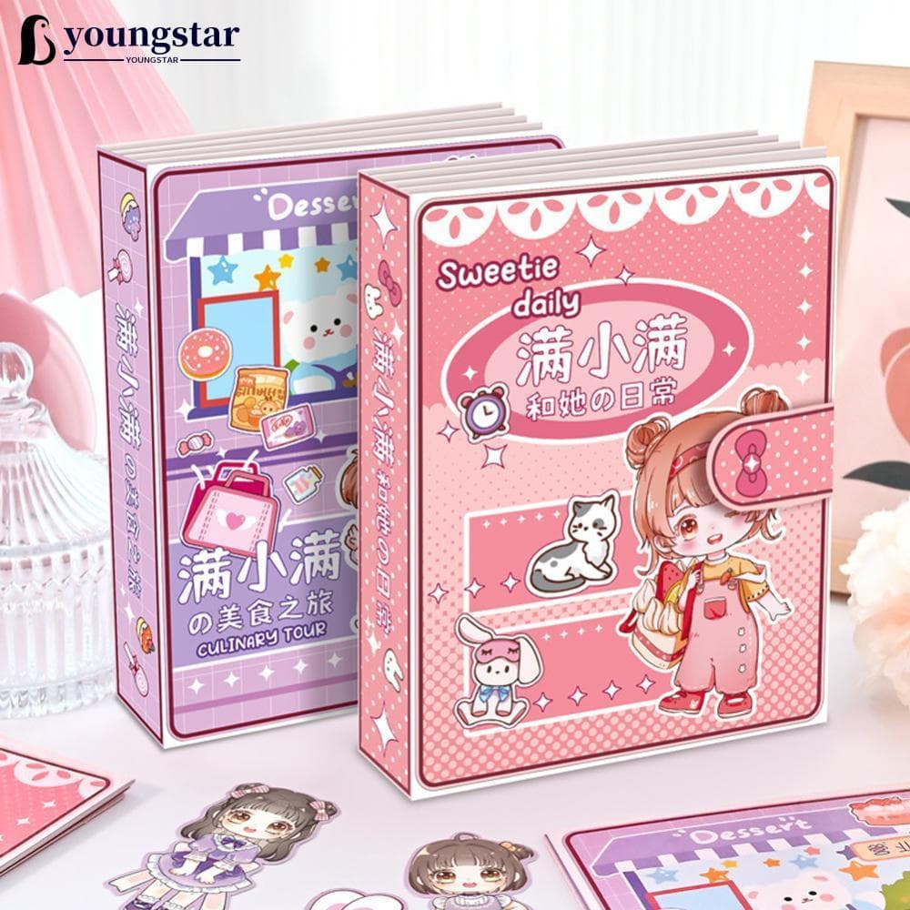 YOUNGSTAR DIY Livro Silencioso Menina Vestir-Se Brinquedos Educativos Das Crianças Artesanal De Papel Boneca Brinquedo B