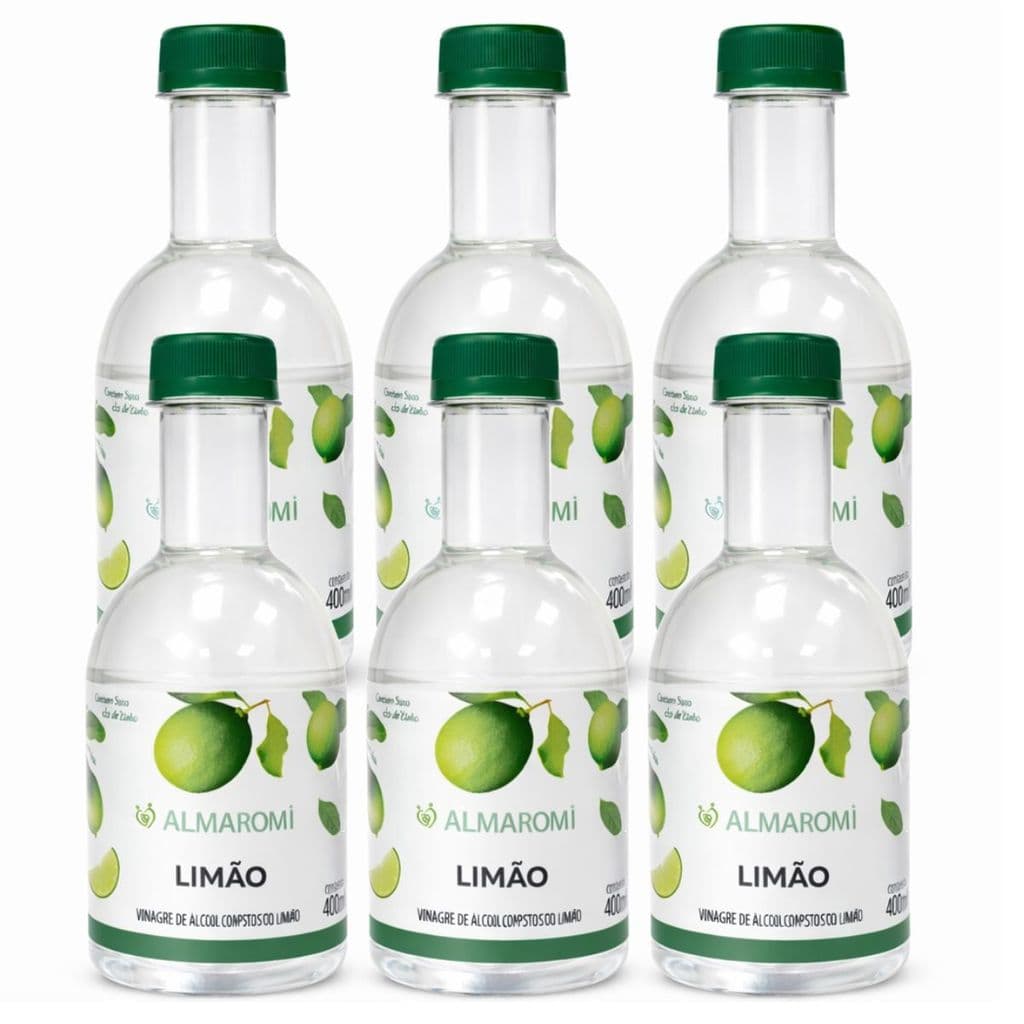 Kit 6 Vinagre de Limão com Álcool Almaromi 400ml Original 4% Acidez para Saladas e Temperos