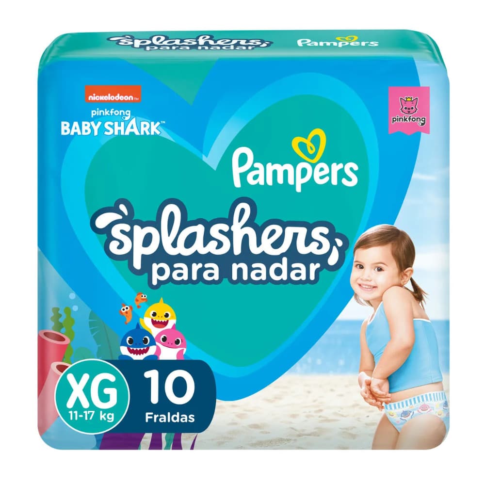 Fralda Pampers Splashers XG 11-17kg 10un Para Água Não Incha Ajuste Confortável Proteção na Piscina e Praia