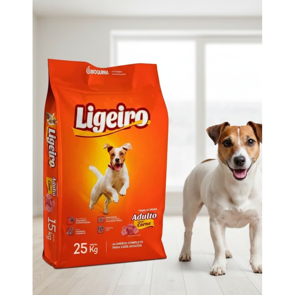 Ração Cachorro Adulto 25kg Cão Todas as Raças Ligeiro Sabor Carne