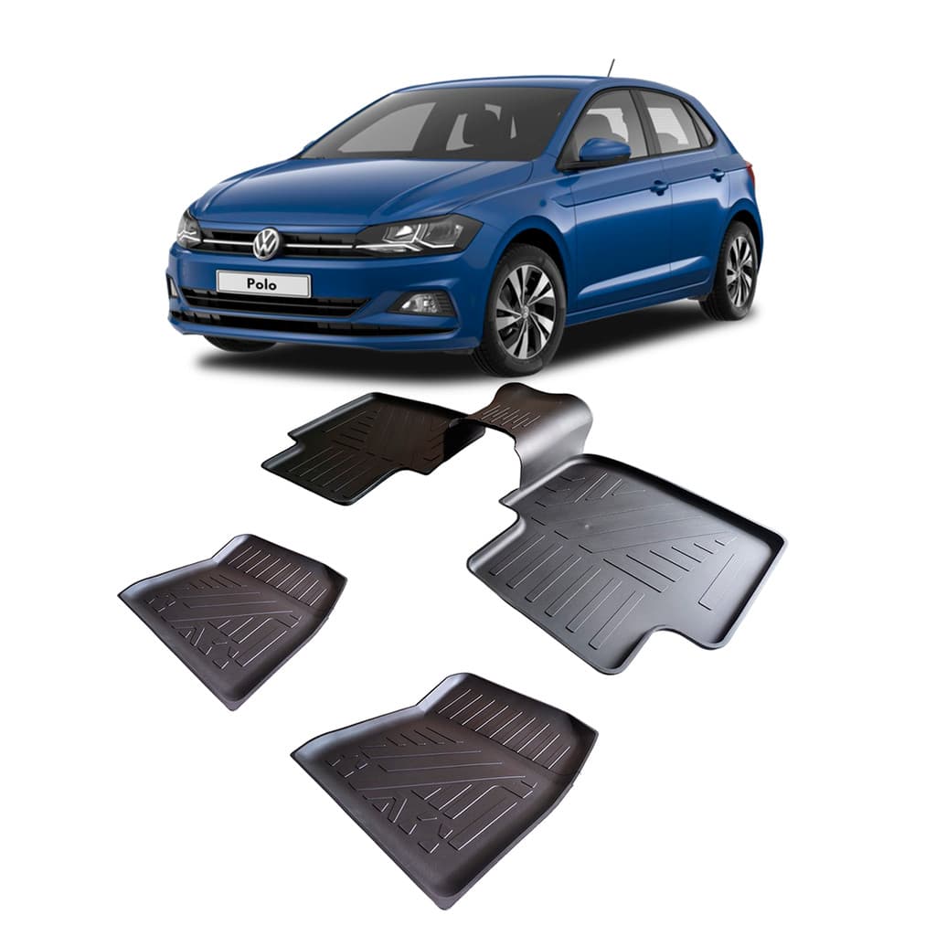 Tapete Bandeja Vw Polo 2017 Até 2026 Bordas Elevadas 3 Peças Acessórios automotivos Tapete  Polo Bordas Elevadas