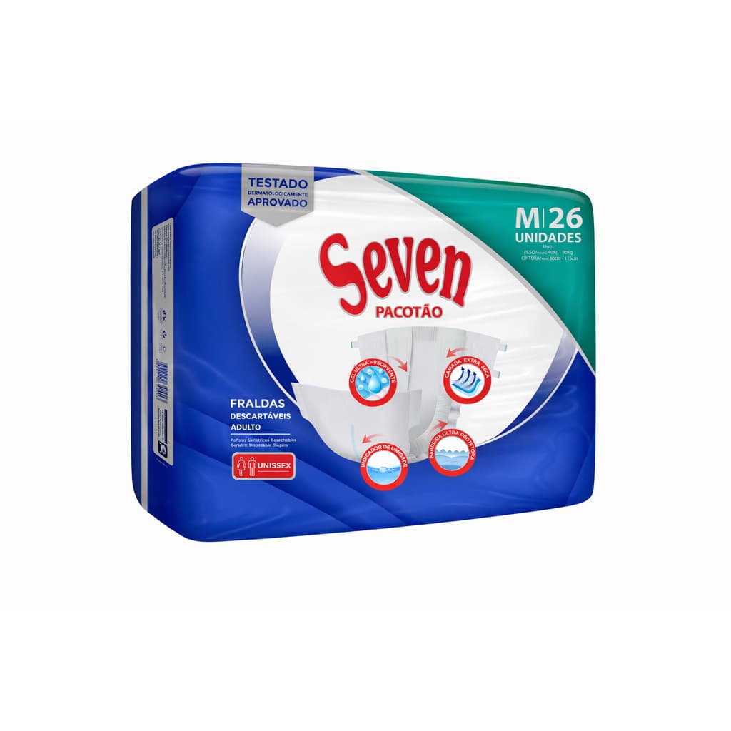 Seven Fralda Geriátrica Master Pacotão M c/ 26un