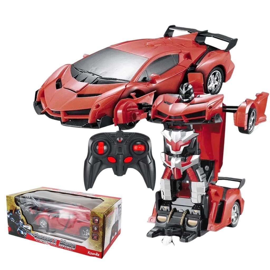 Carrinho Robô Transformer Recarregável Controle Remoto Luzes Som Infantil Carro Vira Robô Kizumba