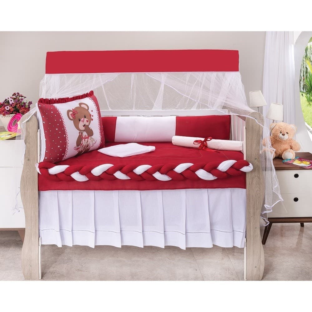 Kit Berço Sublimado 10 Peças Jujuba com Trança Enxoval Quarto do Bebê Berço