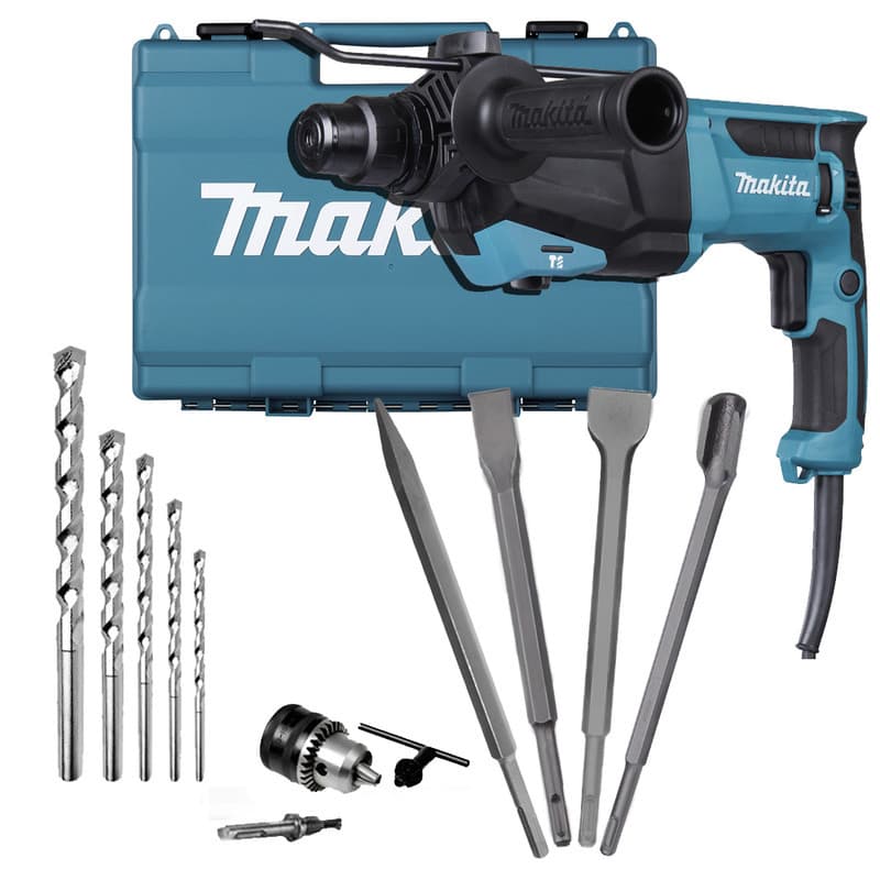 Martelete Perfurador Rompedor Makita HR2670 800W 3J + Kit Completo
