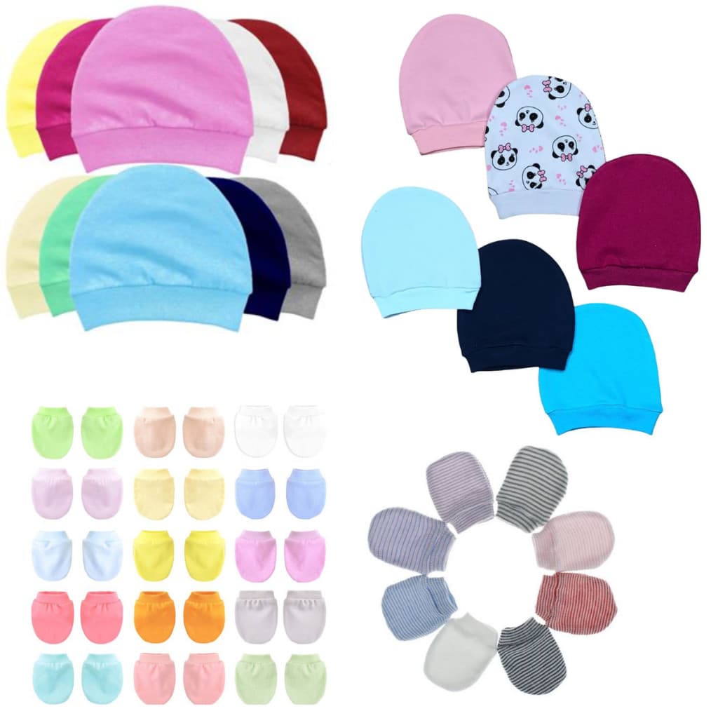 Kit Luva e toucas para bebês recém nascido kit bebê- enxoval de bebê promoção