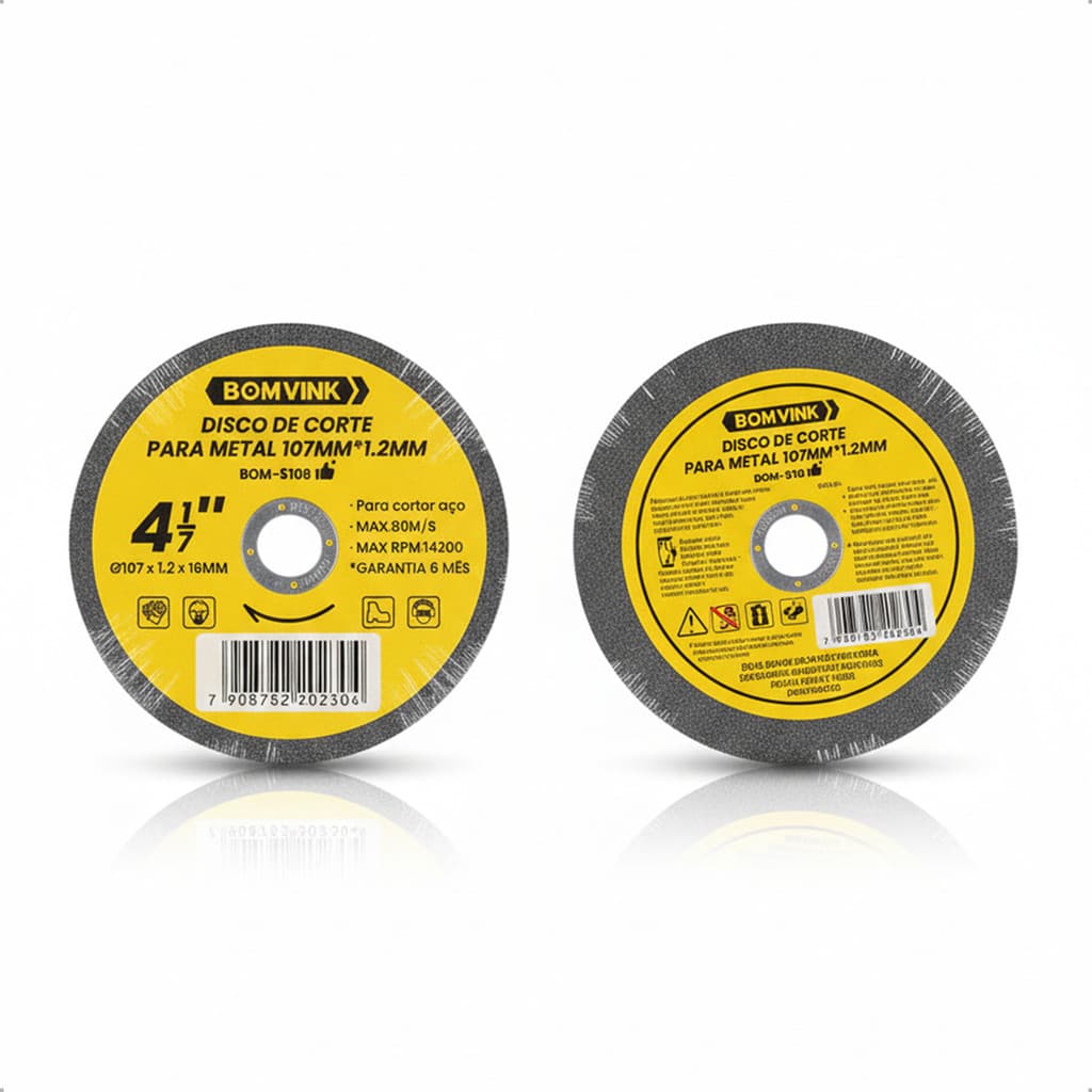 Kit 10 Un Disco De Corte De Ferro 4' /105mm Furo 16mm Amarelo para esmerilhadeira