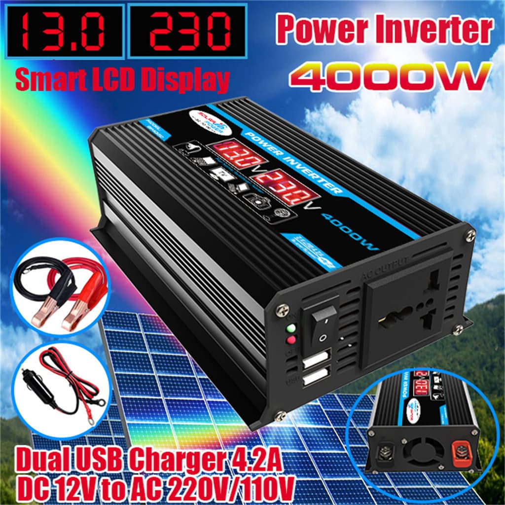 Inversor/Conversor Inteligente De 12V Para 220V/110V 4000W Adequado Com USB Para Carros E Residências