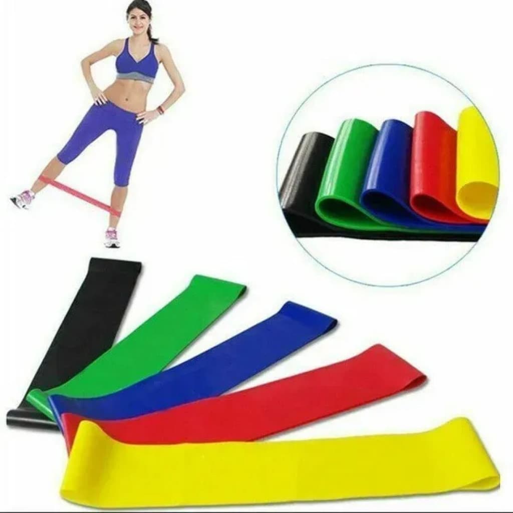 Kit 5 Faixas Elásticas de Resistência para Treino Pilates Treino Academia Musculação Para Exercicio