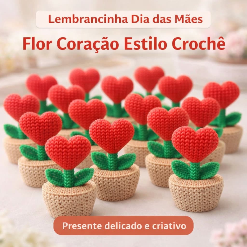 Kit Lembrancinha de Dia das Mães Dia Da Mulher Estilo Crochê Amigurumi Dia dos Namorados