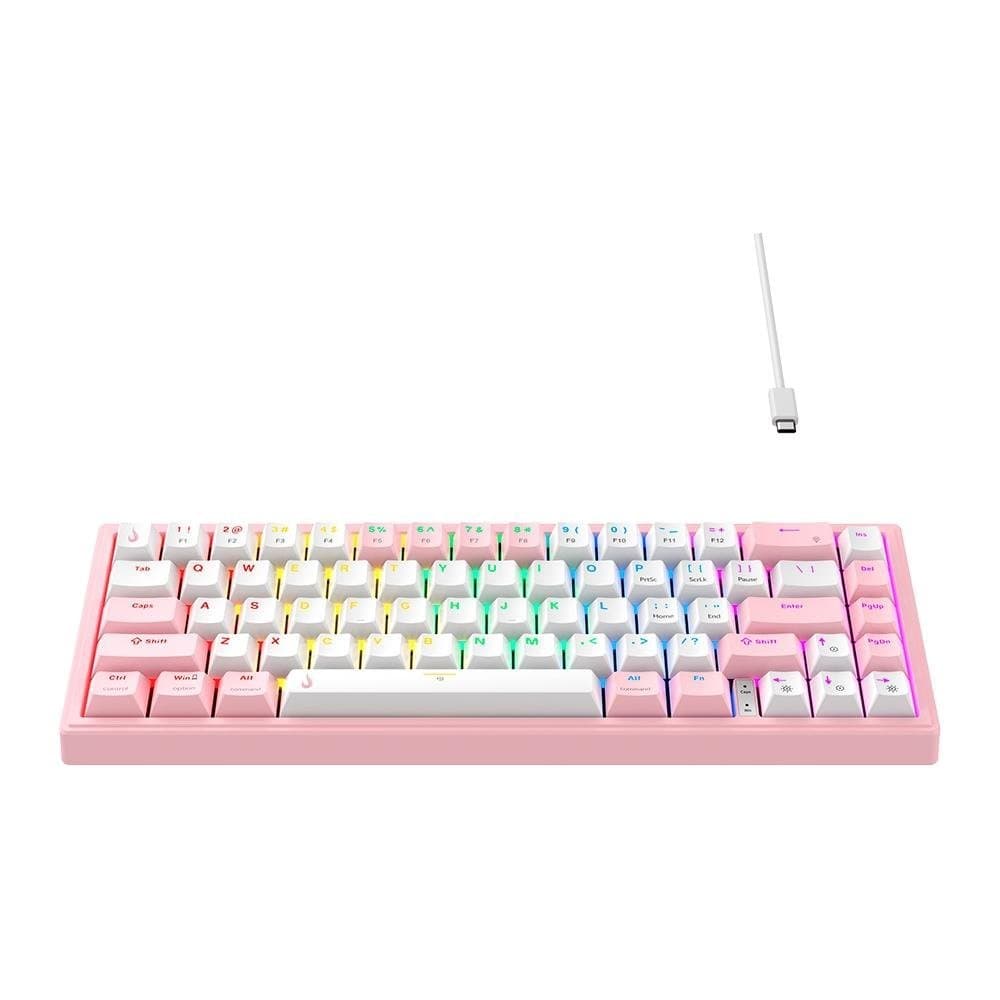 Teclado Mecânico Gamer Gm1 Pro Branco e Rosa Rgb Switch Red Rise Mode