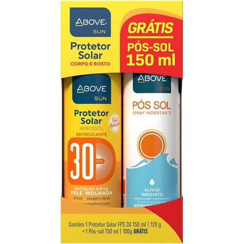 Kit Above Sun Protetor Solar FPS 30 150ml Aerossol Refrescante + Grátis Pós Sol 150ml