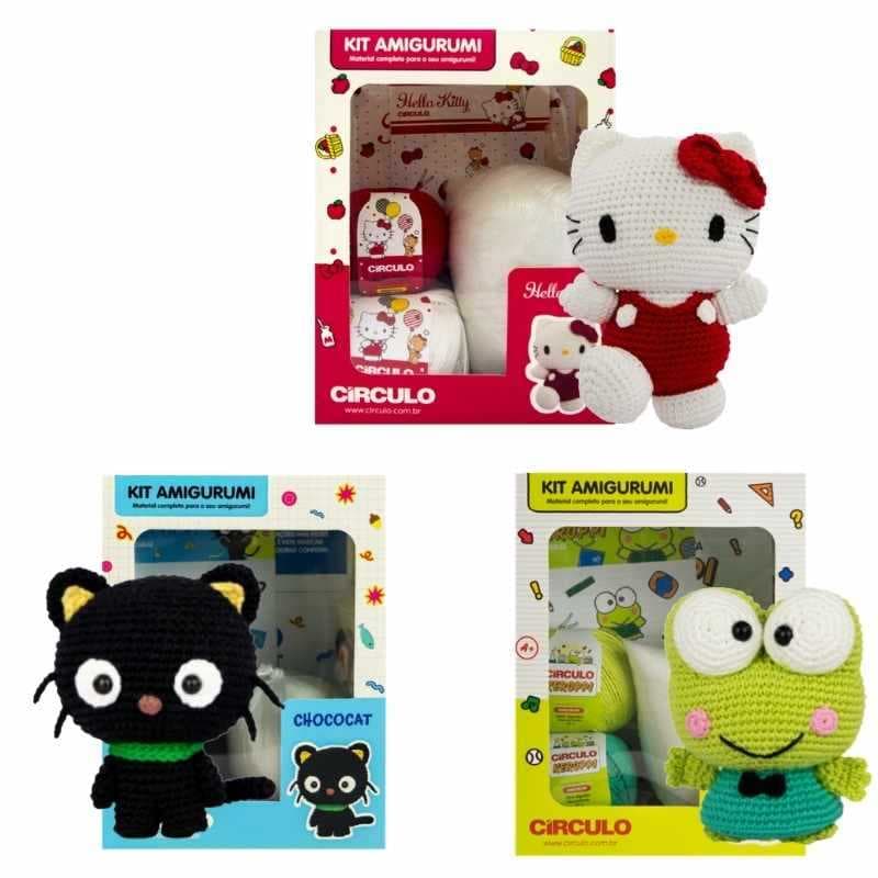 Kit Amigurumi Hello Kitty Friends Círculo Original Completo Crochê Artesanato DIY Presente Criativo