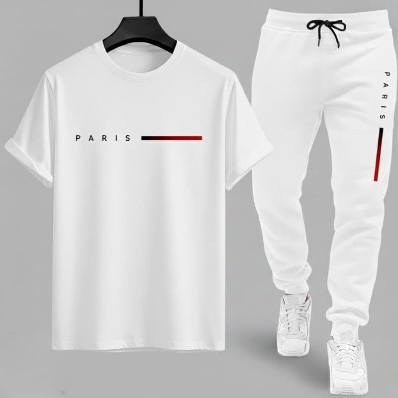 CONJUNTO CALÇA MOLETOM CAMISETA ALGODÃO PARIS STREET WEAR