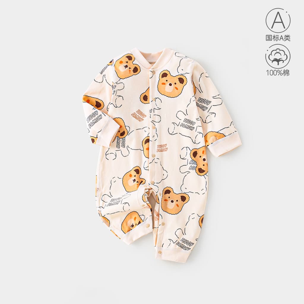 Outono novo estilo pijamas de manga comprida bebê menino menina roupas de bebê uma moda macacão urso macacão de bebê