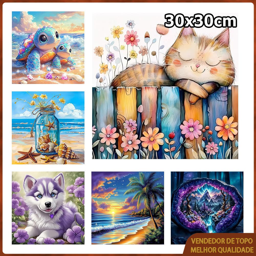 30x30cm Pintura com diamantes 5D pintura com pontos de diamantes quadrados pintura com arte em diamantes