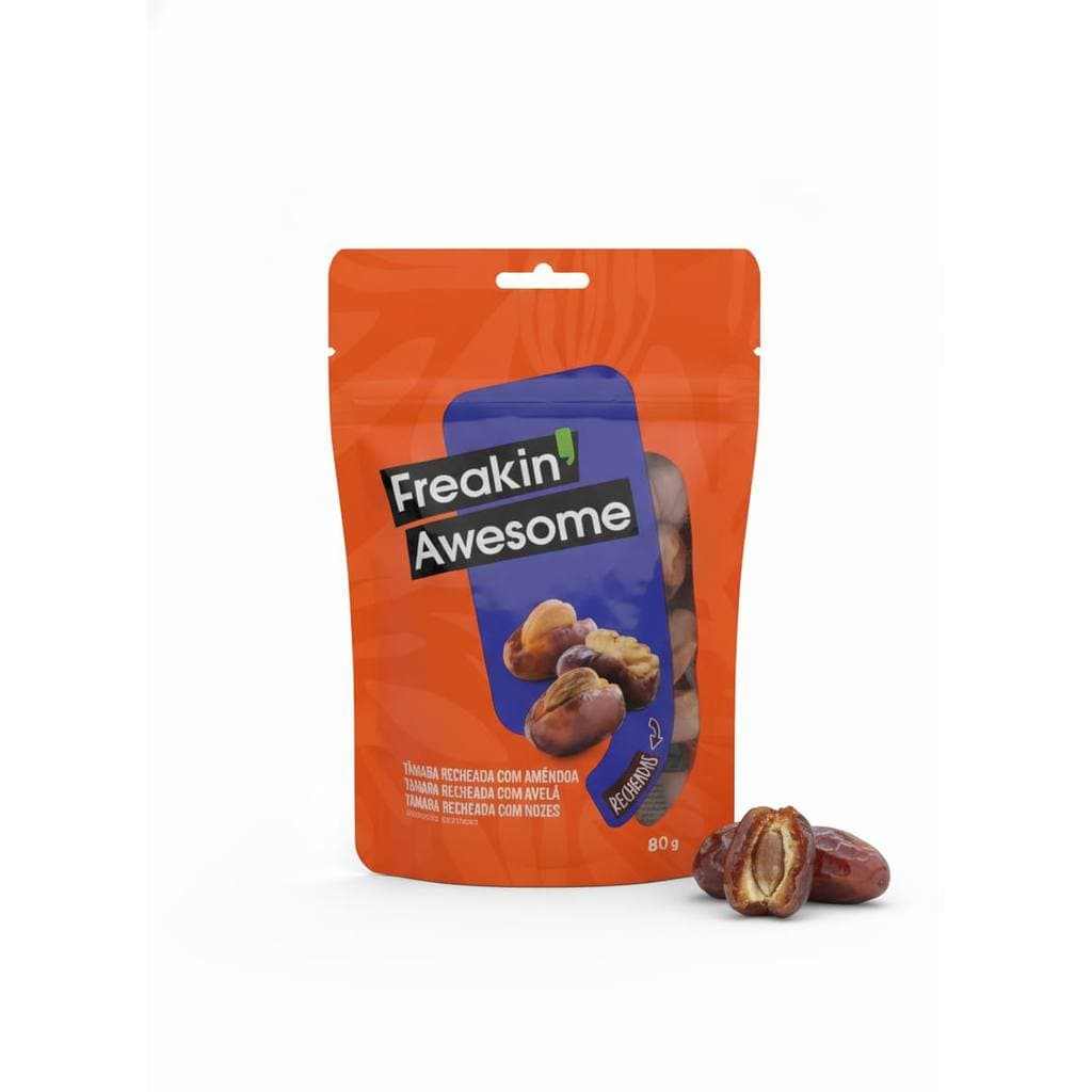 Tâmara Natural Recheada 80g Mix Amêndoas, Nozes e Avelã Snack Saudável e Energético Fit