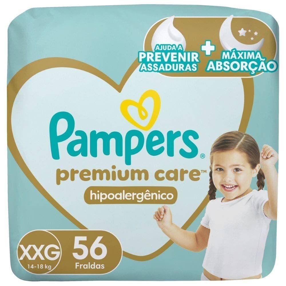Fraldas Pampers Premium Care Tamanho Xxg 56 Unidades