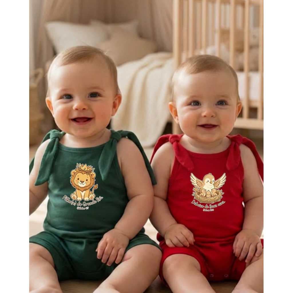 Jardineira Romper Bebê 100% Algodão | Roupa de Bebê Menina Menino Ajustável 0 a 2 Anos
