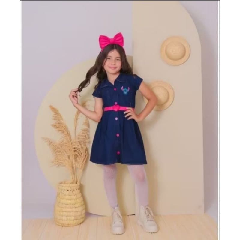 vestido Jeans menina tamanho 1 2 3 stich roupa jeans infantil crianças roupa menina bebê feminino roupa bebê