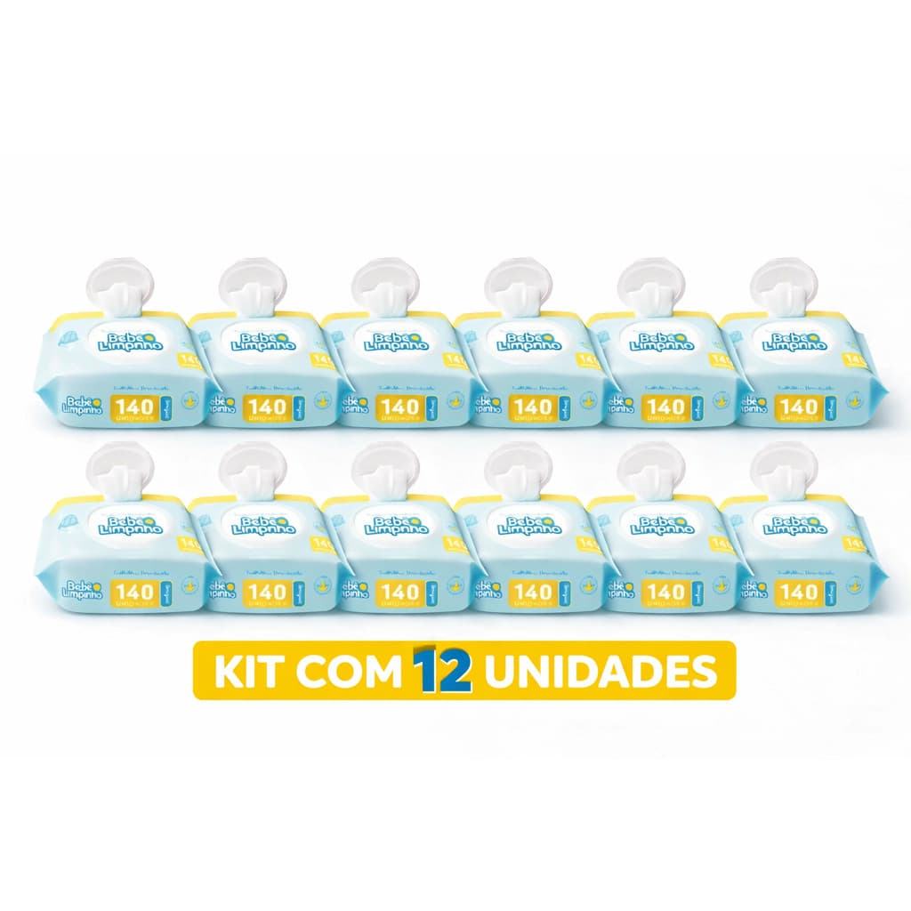 KIT C/ 12 LENÇO UMEDECIDO BEBE LIMPINHO 140UN CIMED