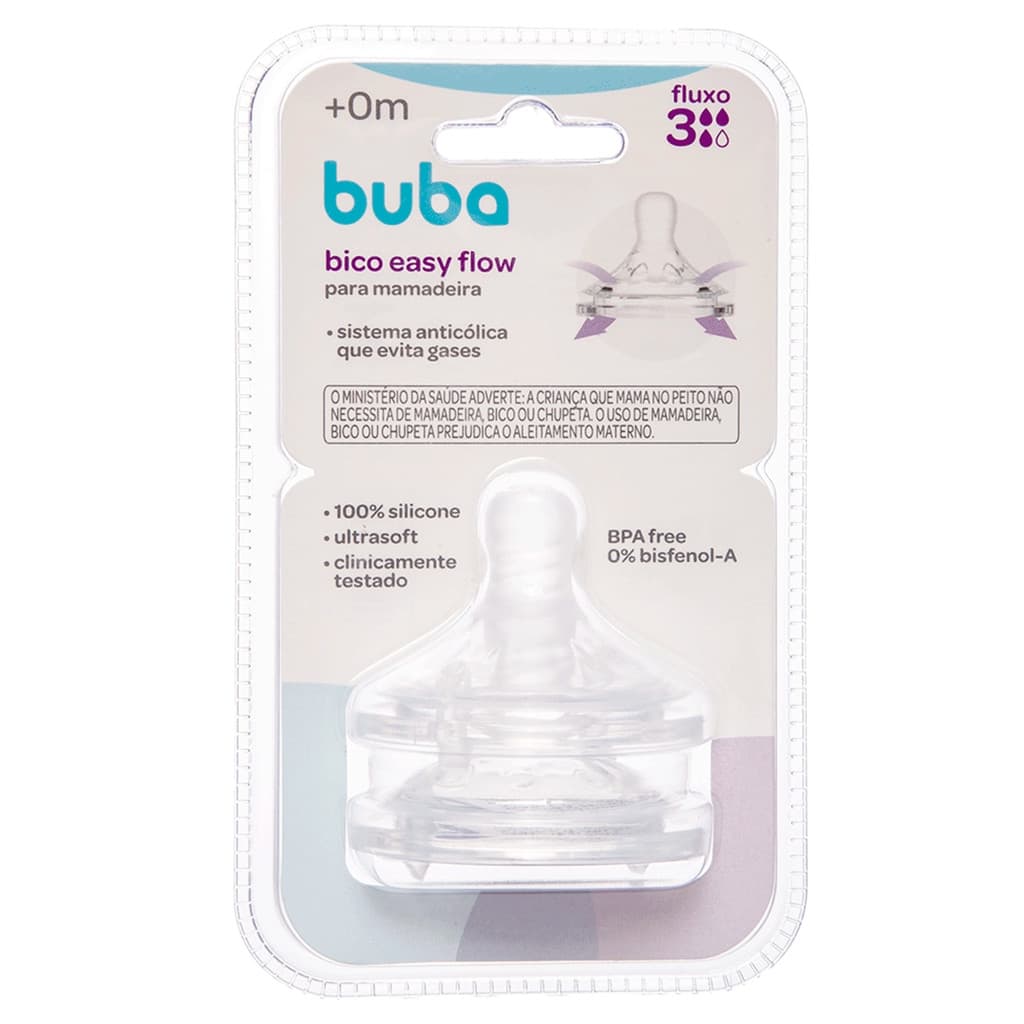 Bico Mamadeira Easy Flow Buba Anticólica Fluxo 3 2 Unidades