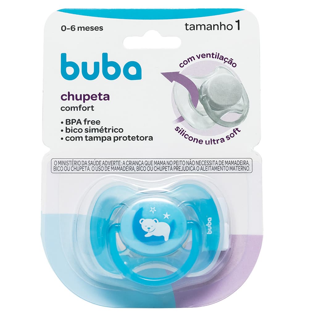 Chupeta Buba Confort Tamanho 1 Ursinho Azul