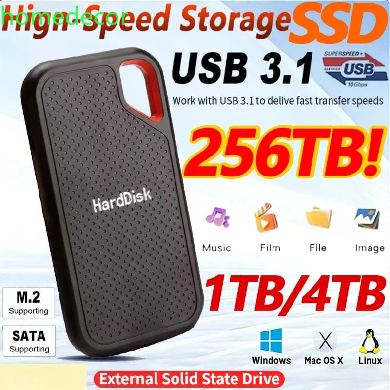 Disco Rígido Externo SSD Portátil De Alta Qualidade De 2 Tb Unidade De Estado Sólido Velocidade De 1 Maciço De 128 USB3.